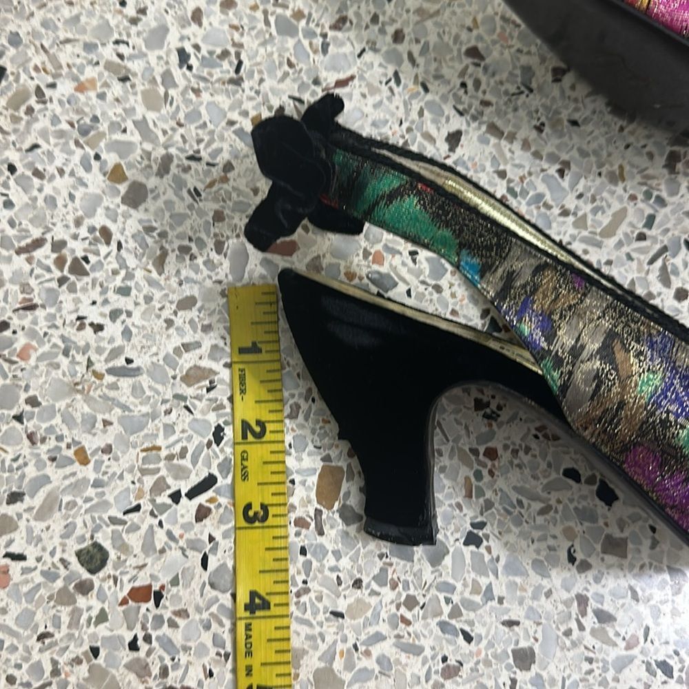 Escada vintage velvet bow back slingback heels pink purple multi 7.5 AA - Picture 4 of 7